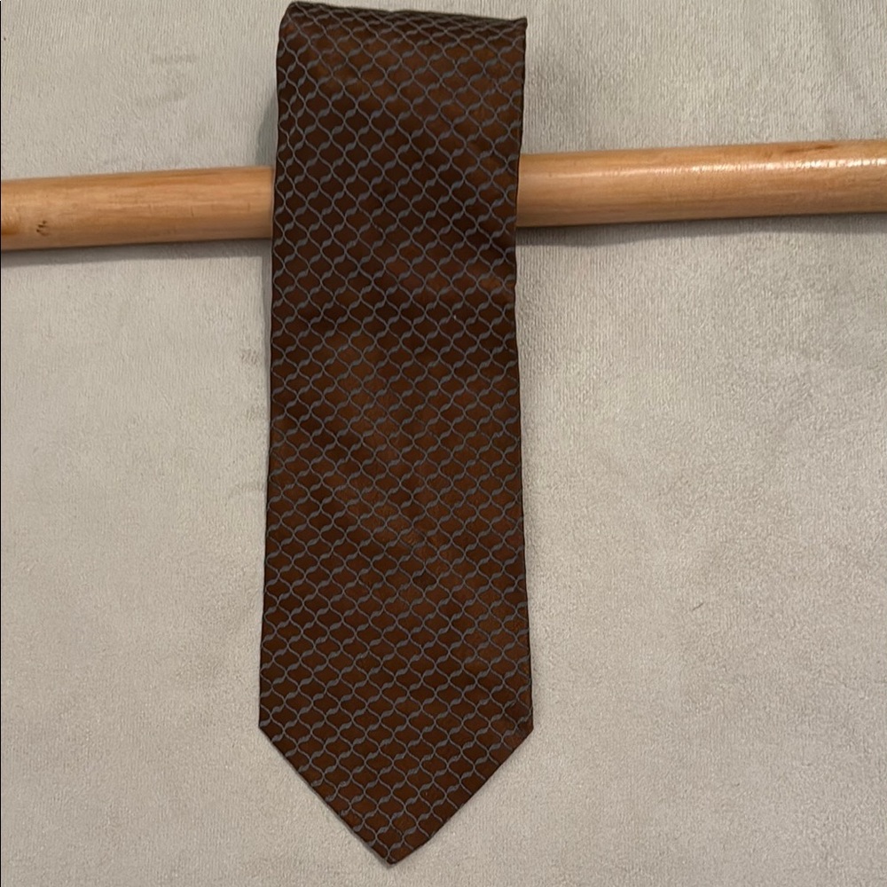Bachrach Brown Textured Silk Tie made in‎ Italy